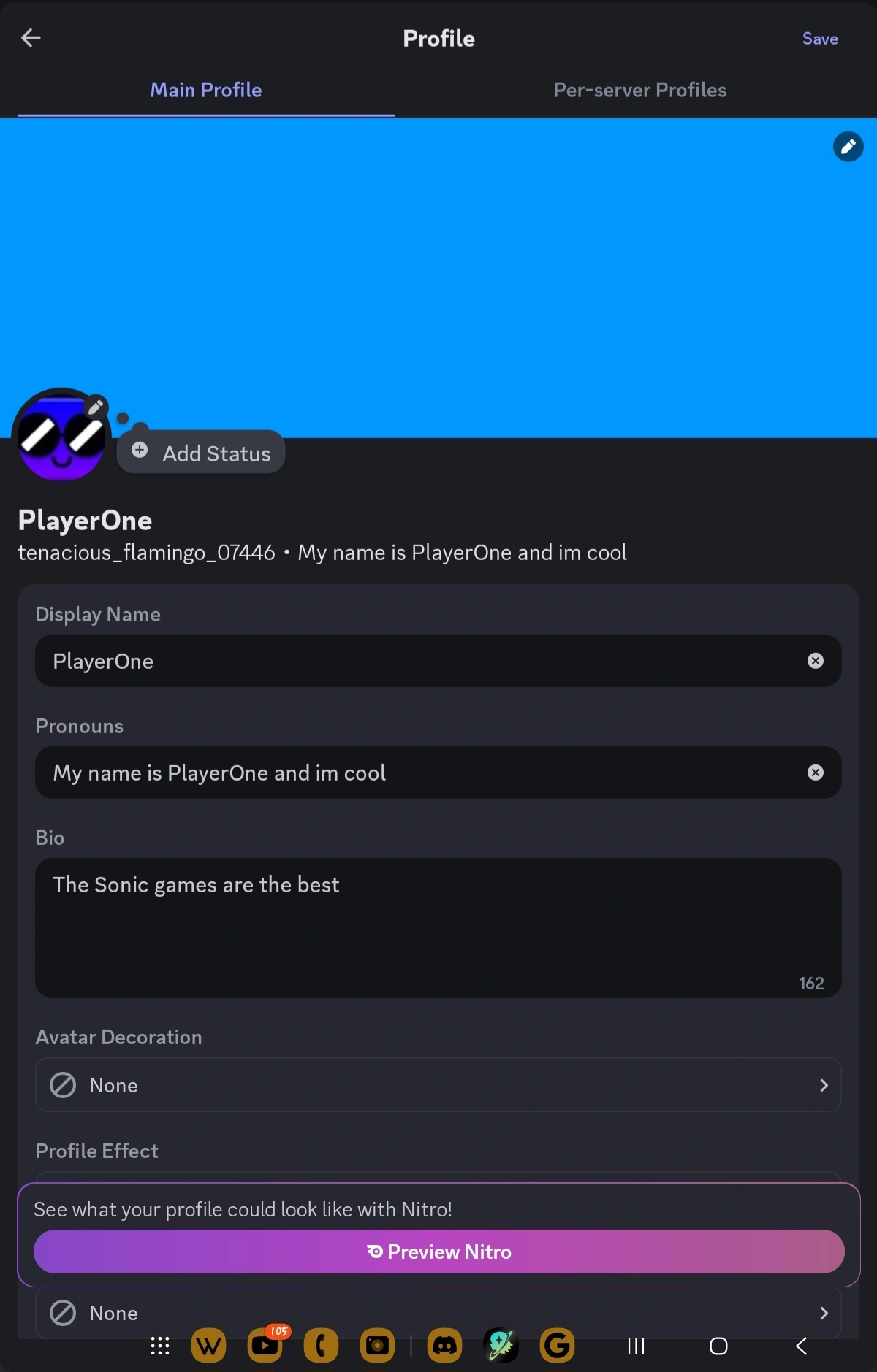 Profile Settings