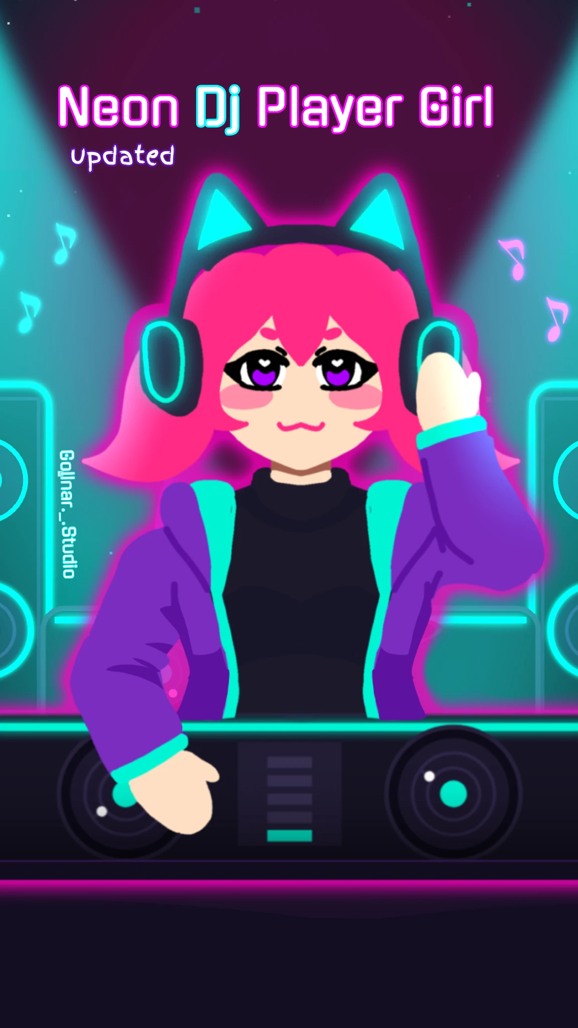Neon DJ Player Girl 💁‍♀️🎧🎶💕✨️🔥 cover