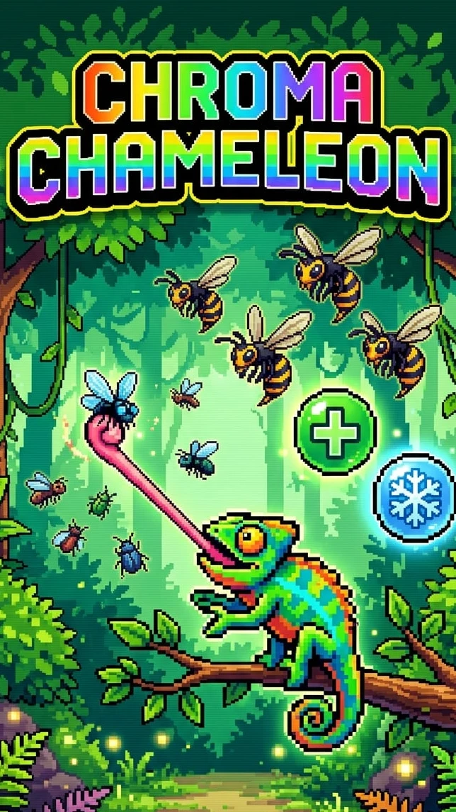 Chroma Chameleon #nuriderburrito #chameleon #bugs #catch #leaderboard #challenge #retro #powerups #fyp