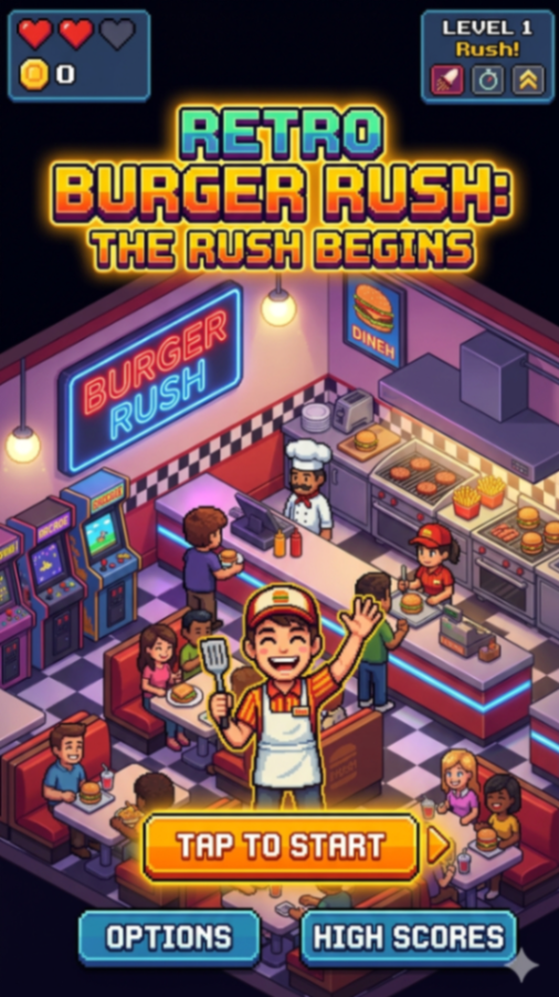 Retro Burger Rush: The Rush Begins
