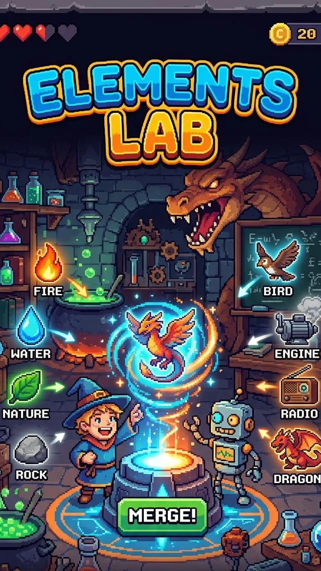 Elements Lab , neal-fun-merge #nuriderburrito #leaderboard #challenge #fyp #discovery #lab #science #merge #secrets