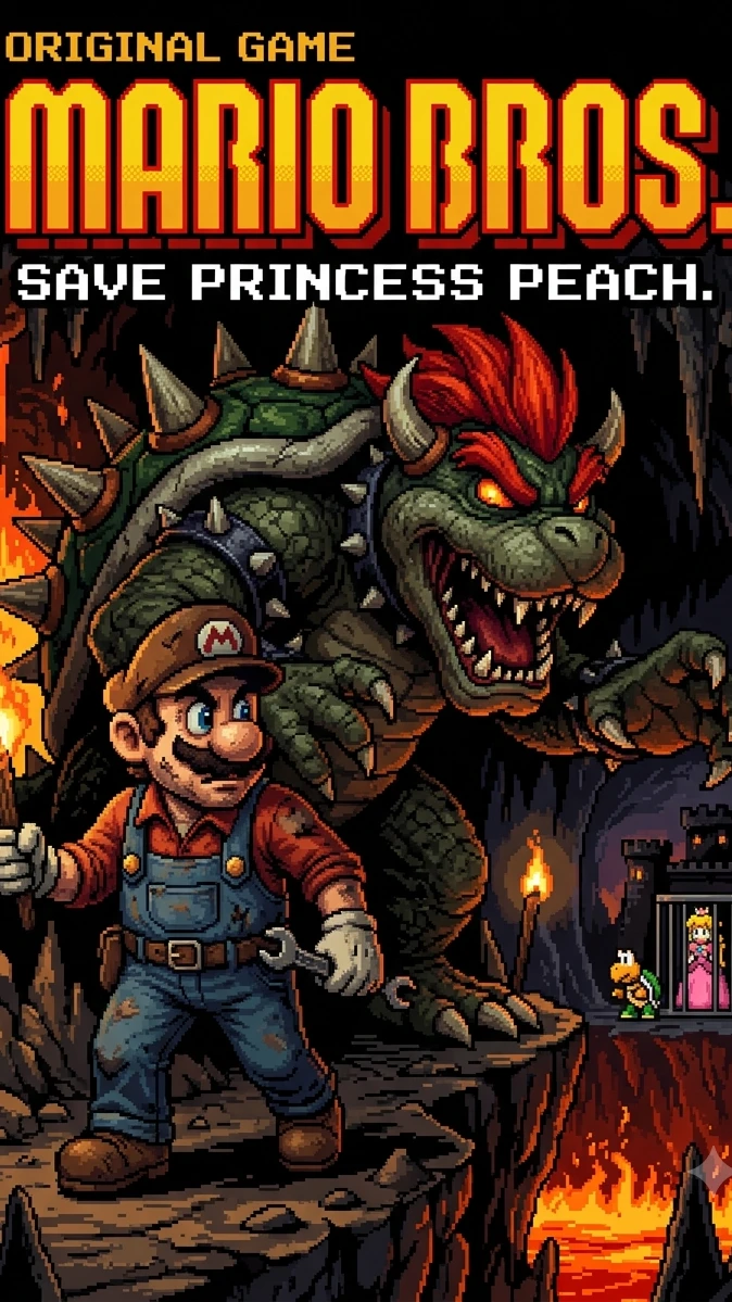 Original game Super Mario Bros - save princess peach 🍑 🪙🪙🐢 cover