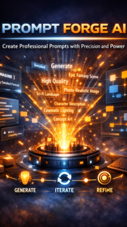 Prompt Forge AI
#PromptEngineering #AIArt #ChatGPT #PromptDesign #AITools #CreativeWriting #PromptCraft #TechTrends #GenerativeAI #Innovation