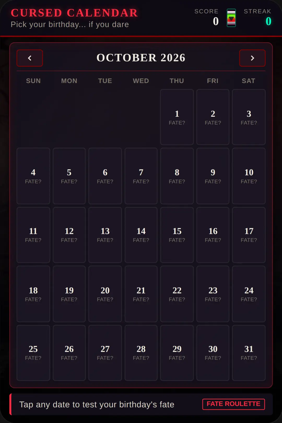 Cursed Birthday Calendar cover
