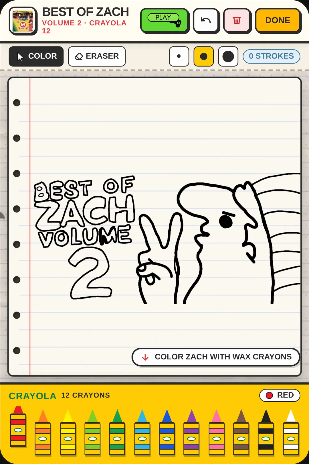 Best of Zach Vol. 2 - Crayola Sketchbook cover