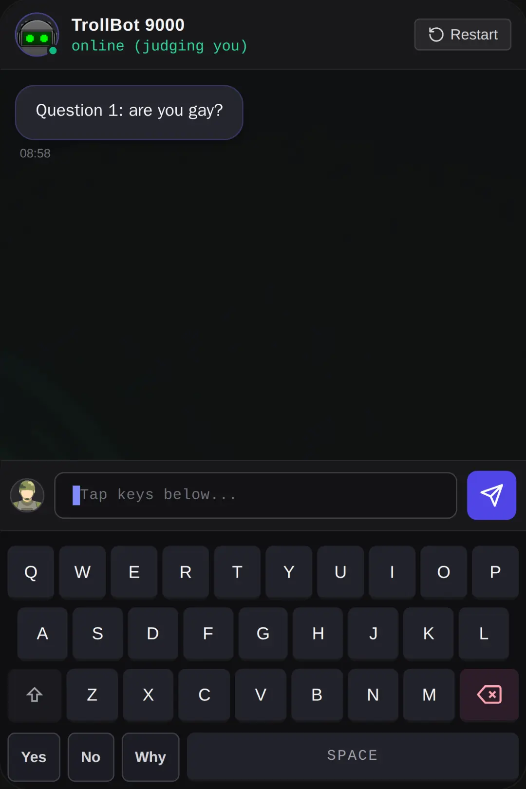 Answer correctly simulator chat cover