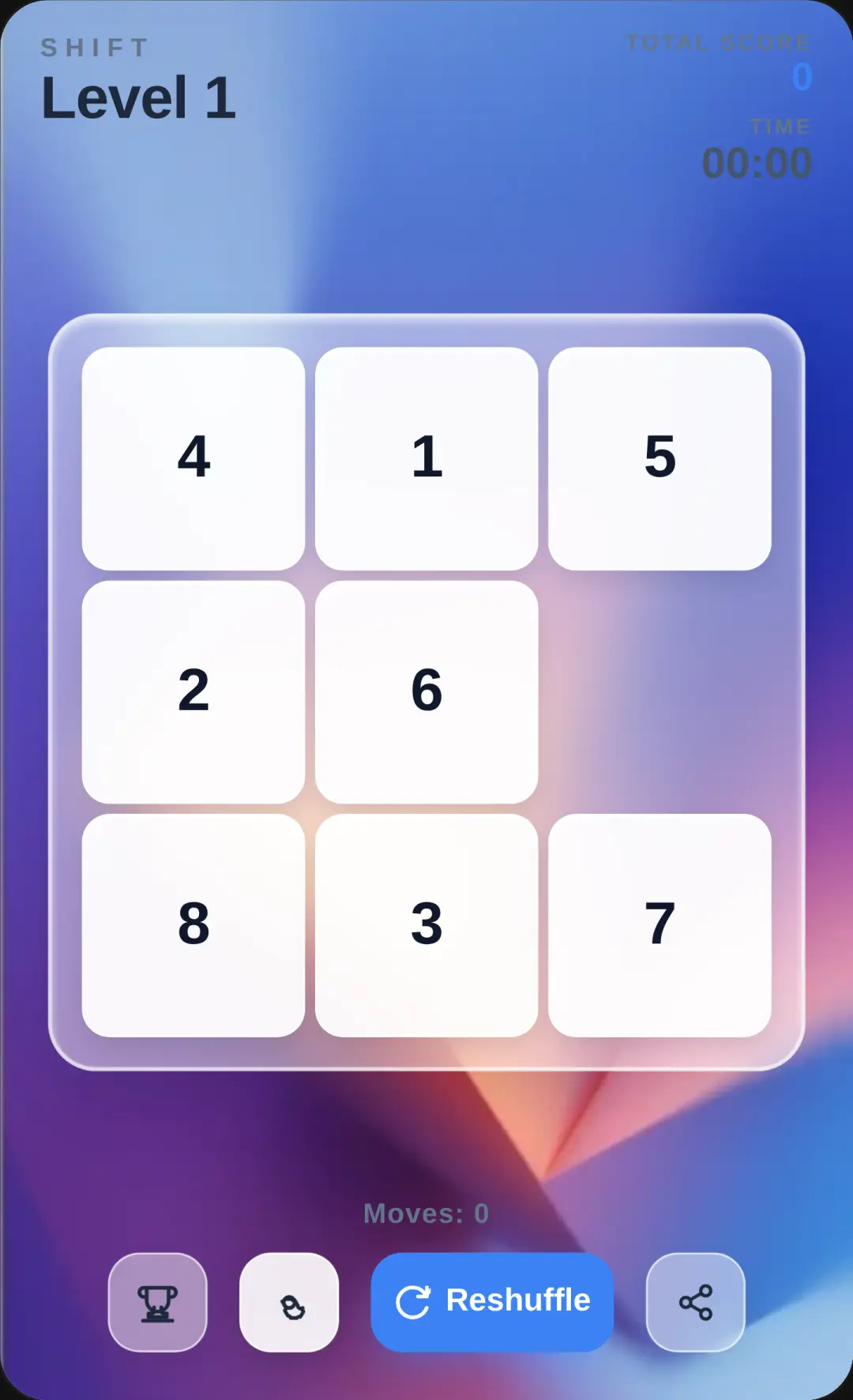 🧩 SHIFT: Number Sliding Puzzle Slide the tiles, beat the clock, and put every number in its place! ⏱️ ✨ How to play: Tap a tile next to the empty space to slide it. Arrange the numbers 1 to 8 in order. Numbers turn blue when they reach the right spot 💙 🔥 Features: • Race against the timer ⏱️ • Fewer moves = higher score 🏆 • Harder levels as you go 📈 • Shuffle anytime with one tap 🔄 Think you can finish Level 2 in under a minute? Drop your time in the comments and challenge your friends! 👇 Remix it and make it your own 🎨 cover