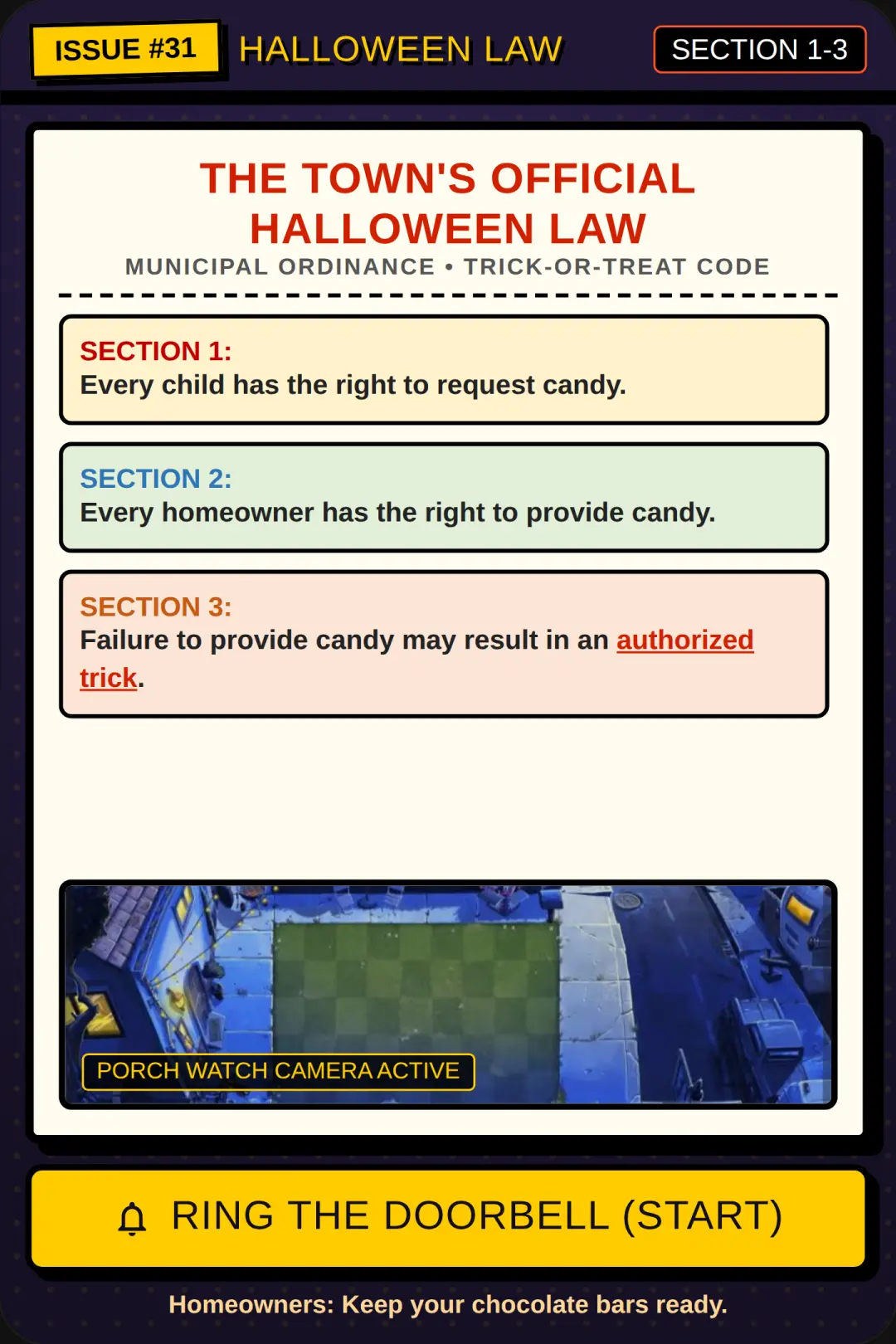 The Town's Official Halloween Law cover