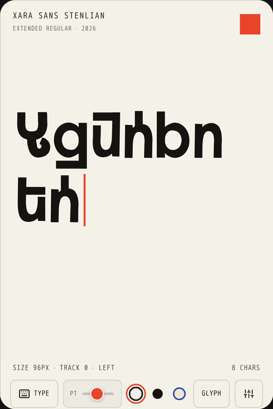 Stenlian — Typographic Specimen cover