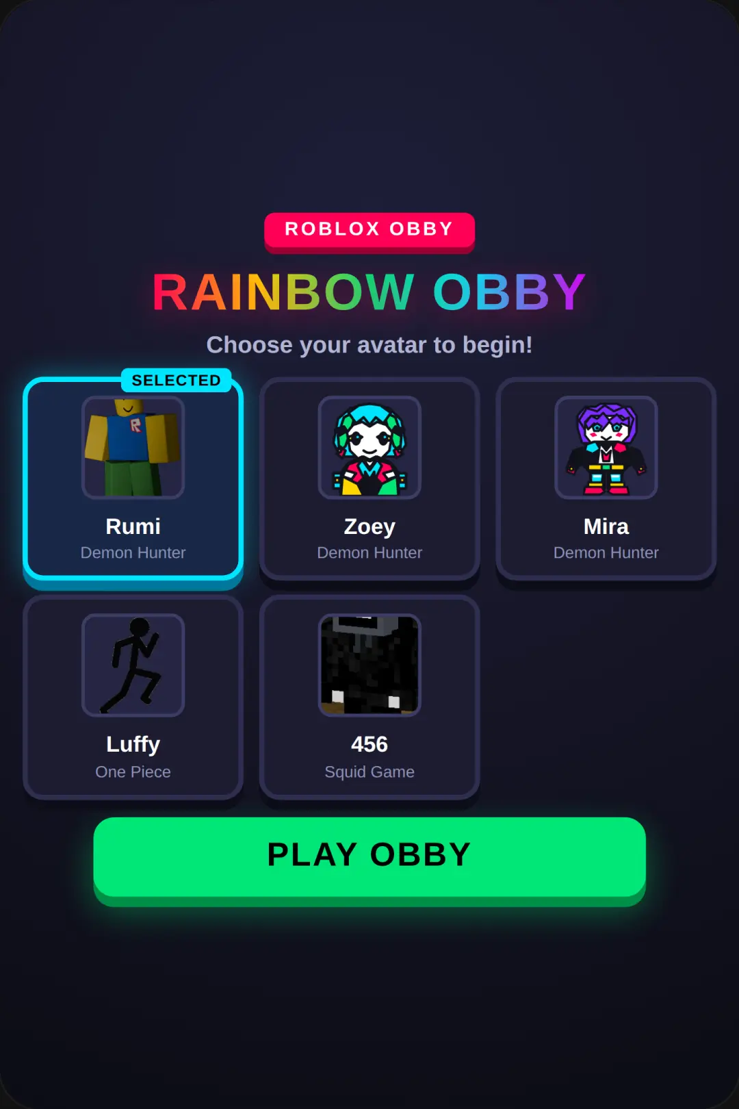 Rainbow Obby :) thanks for playing cover