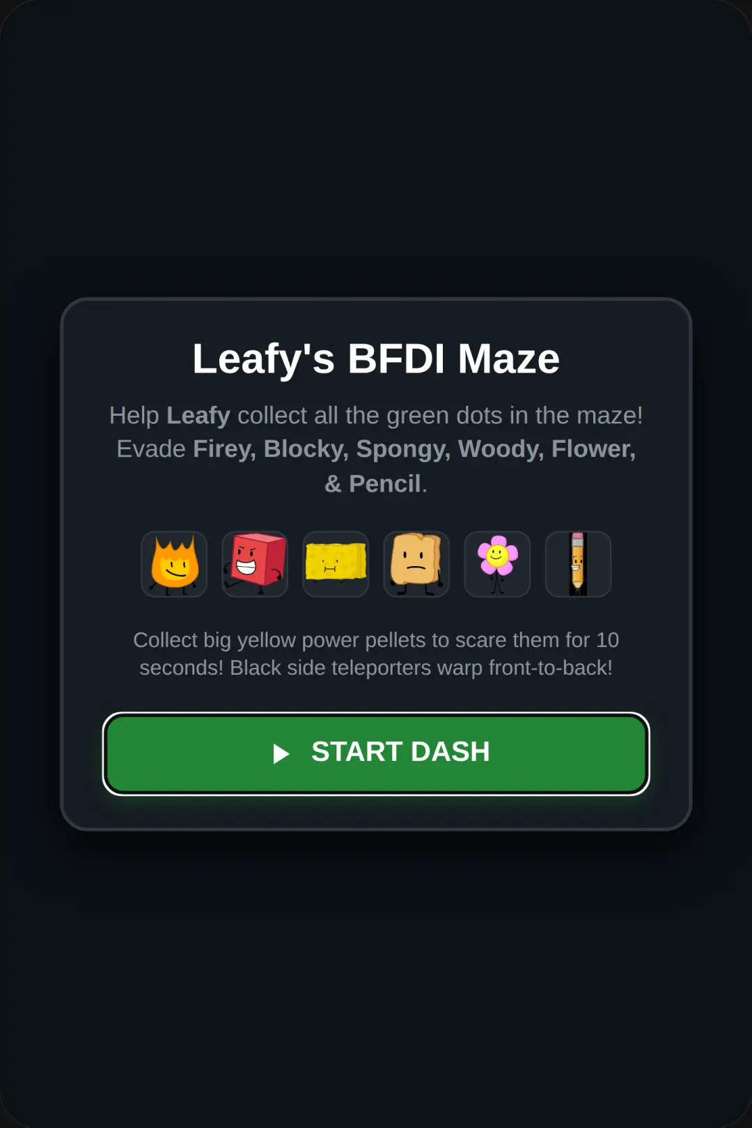 Leafy's BFDI Maze Dash cover
