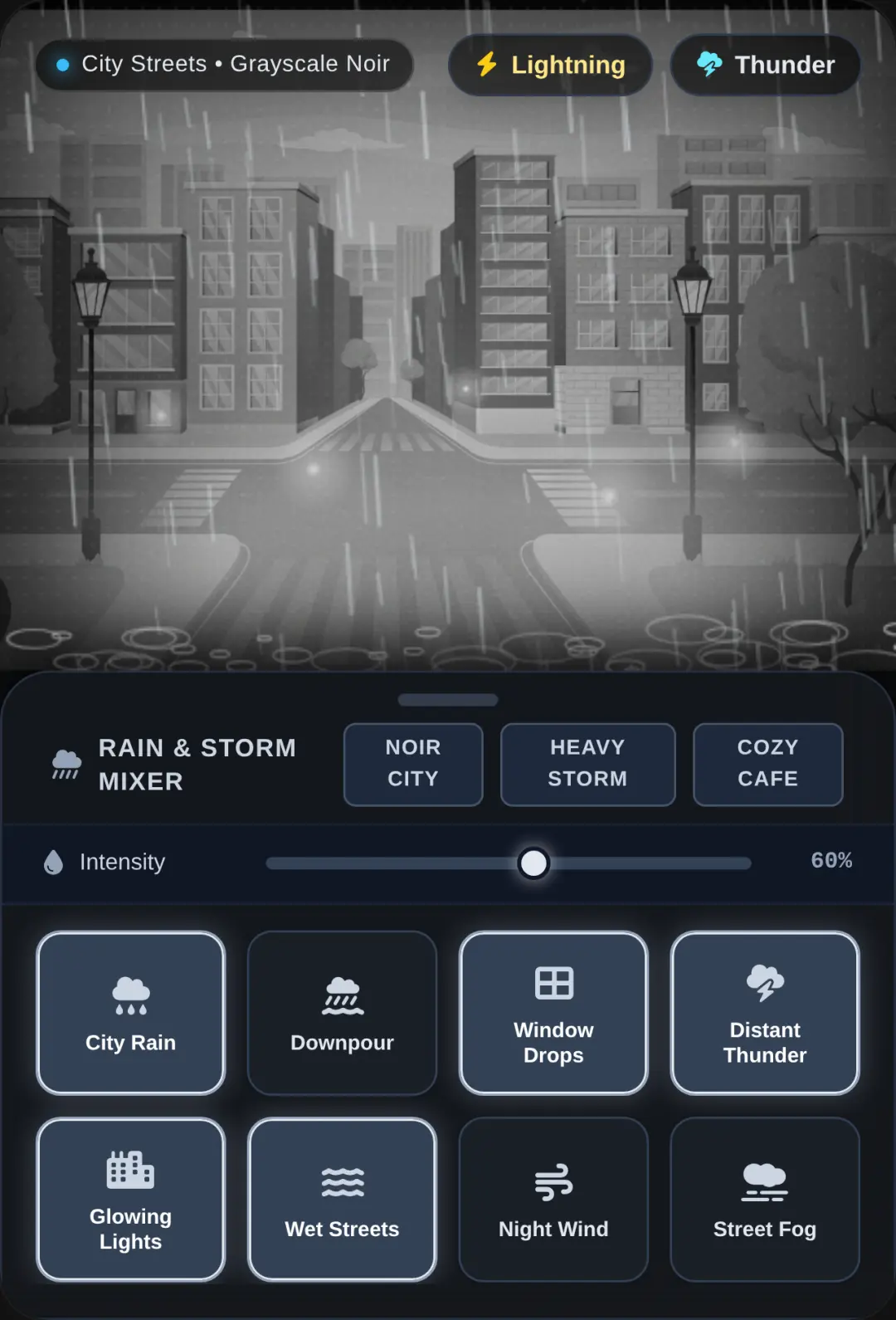 City Rain: Noir Ambient Soundscape & Storm Simulator cover