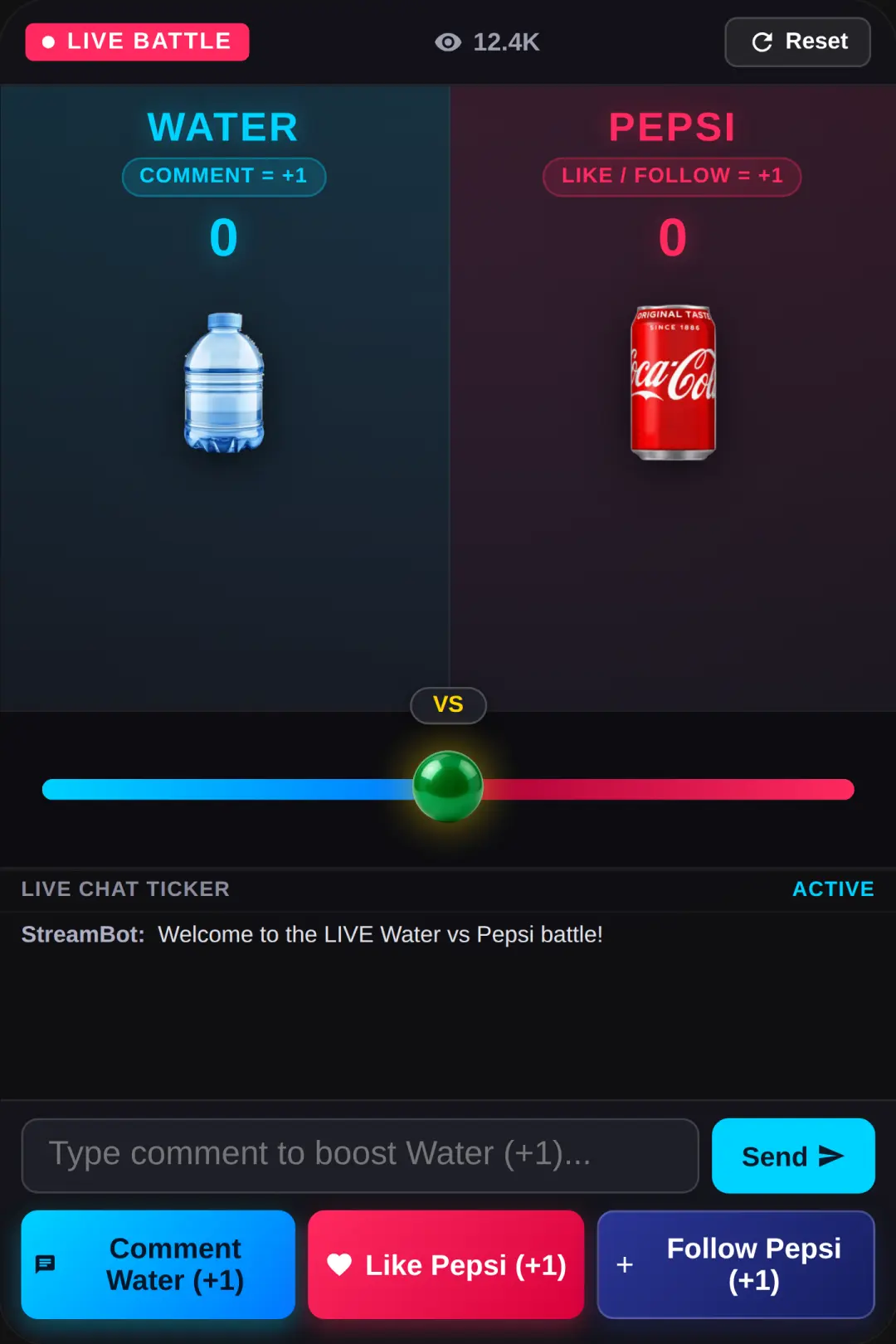 Water vs Pepsi Live Battle cover