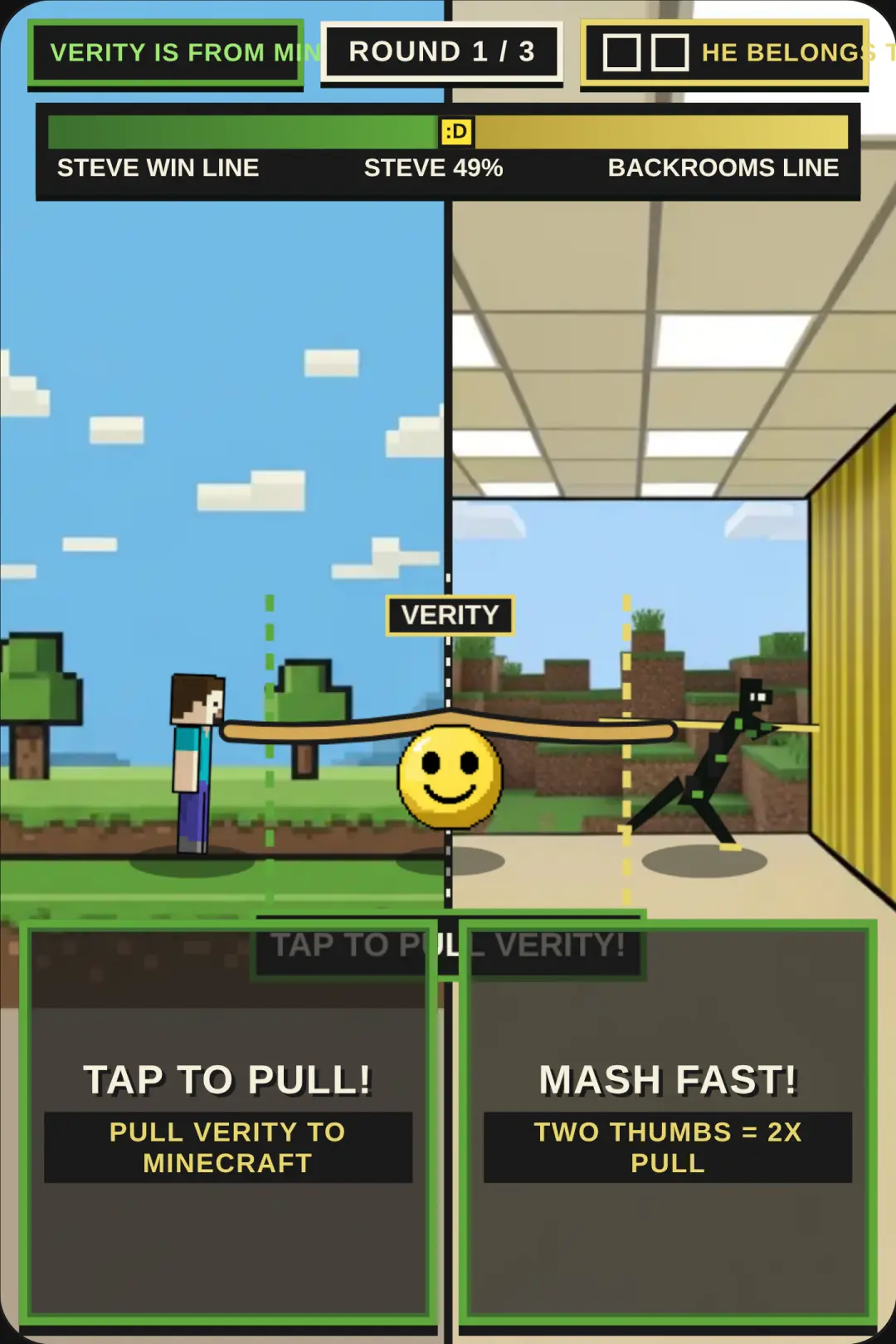 Verity Tug-of-War: Minecraft vs Backrooms cover