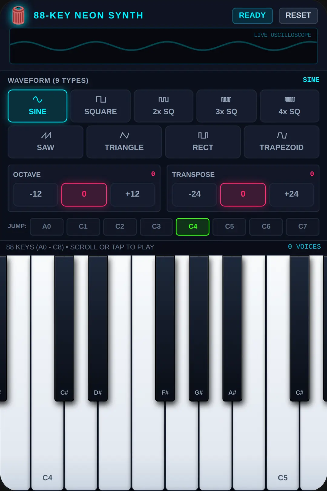 88-Key Neon Synthesizer cover