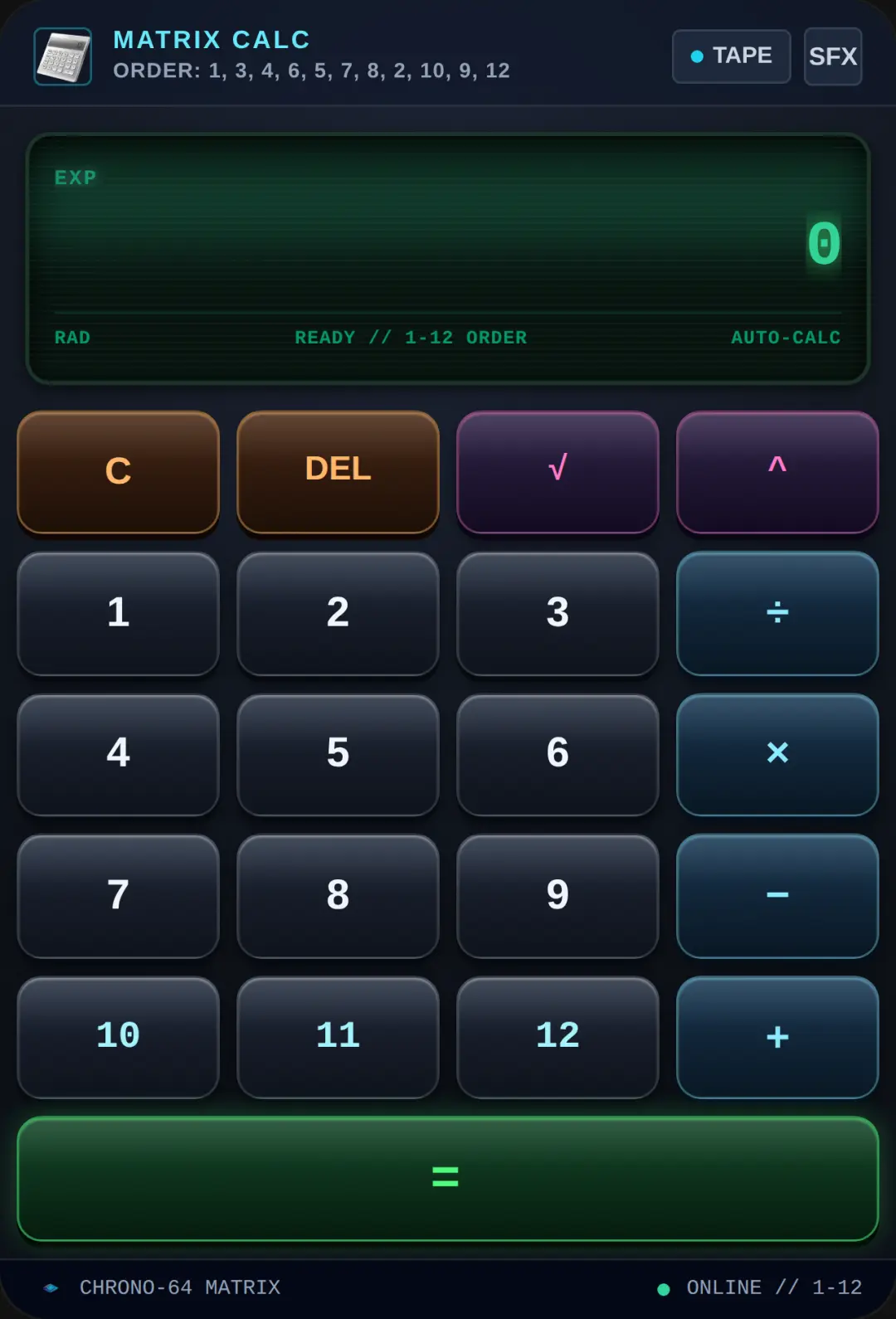1-12 Chrono Matrix Calculator cover