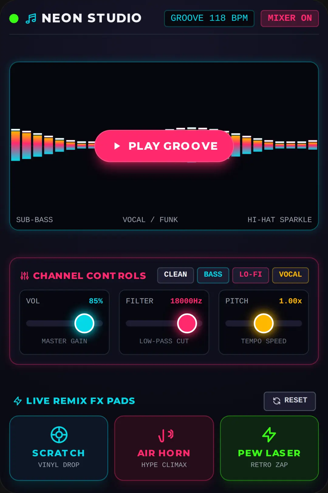 Retro Neon Studio - Music Mixer cover
