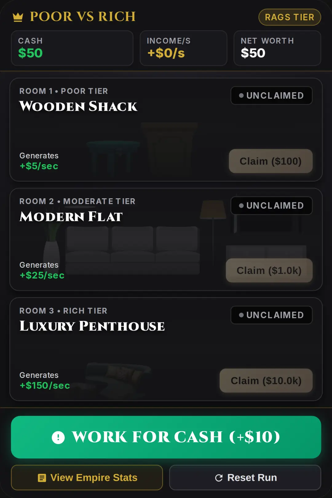 Poor vs Rich: 3 Rooms Empire cover