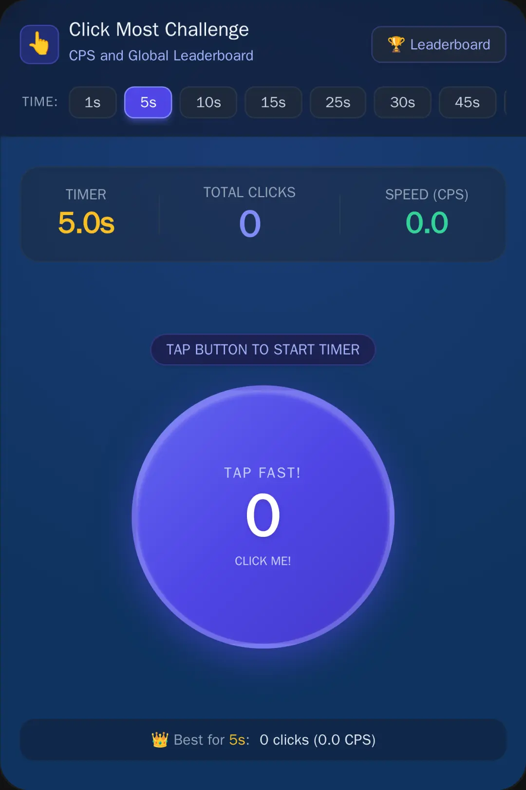 Click Speed Test and Leaderboard cover