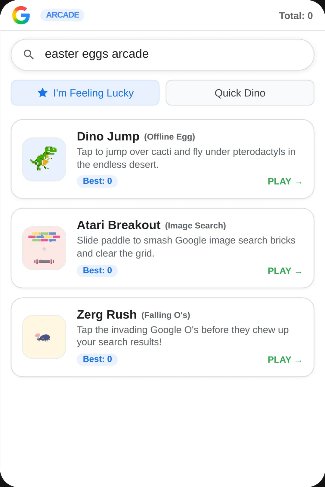 Google Easter Egg Arcade cover