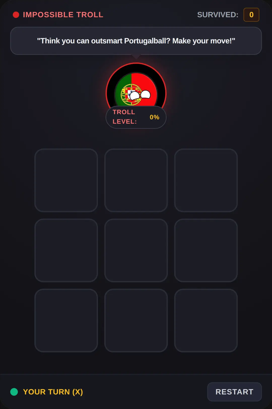 Portugalball Impossible Troll Tic-Tac-Toe cover