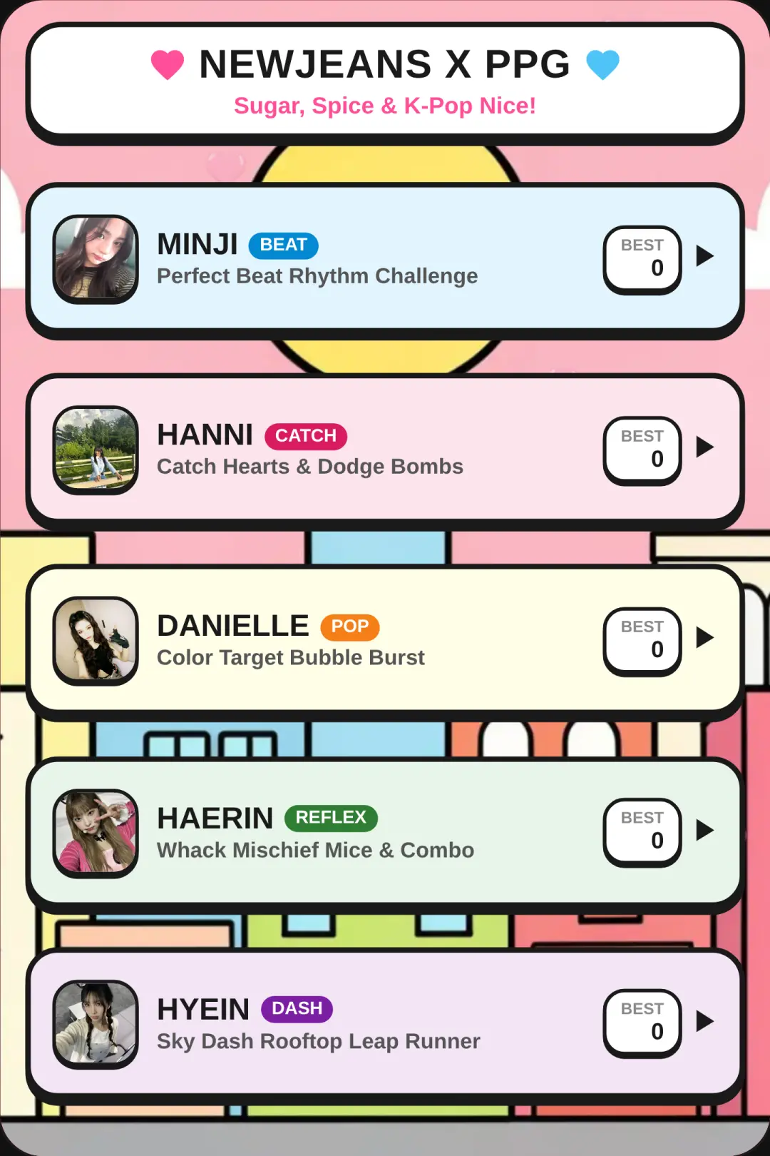 NewJeans x Powerpuff Girls Mini Games cover