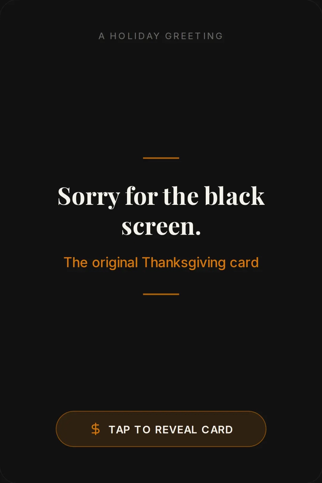 Thanksgiving Card and I am so sorry. cover