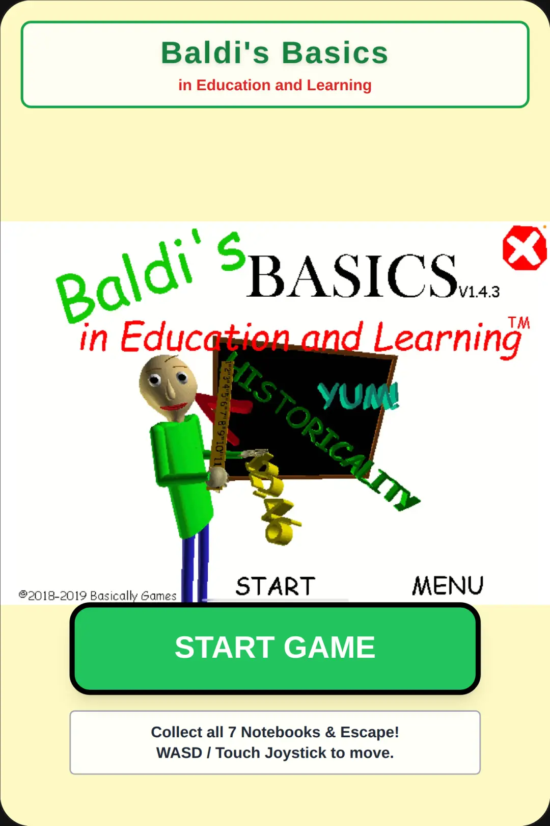 Baldi's Basics in Education and Learning cover