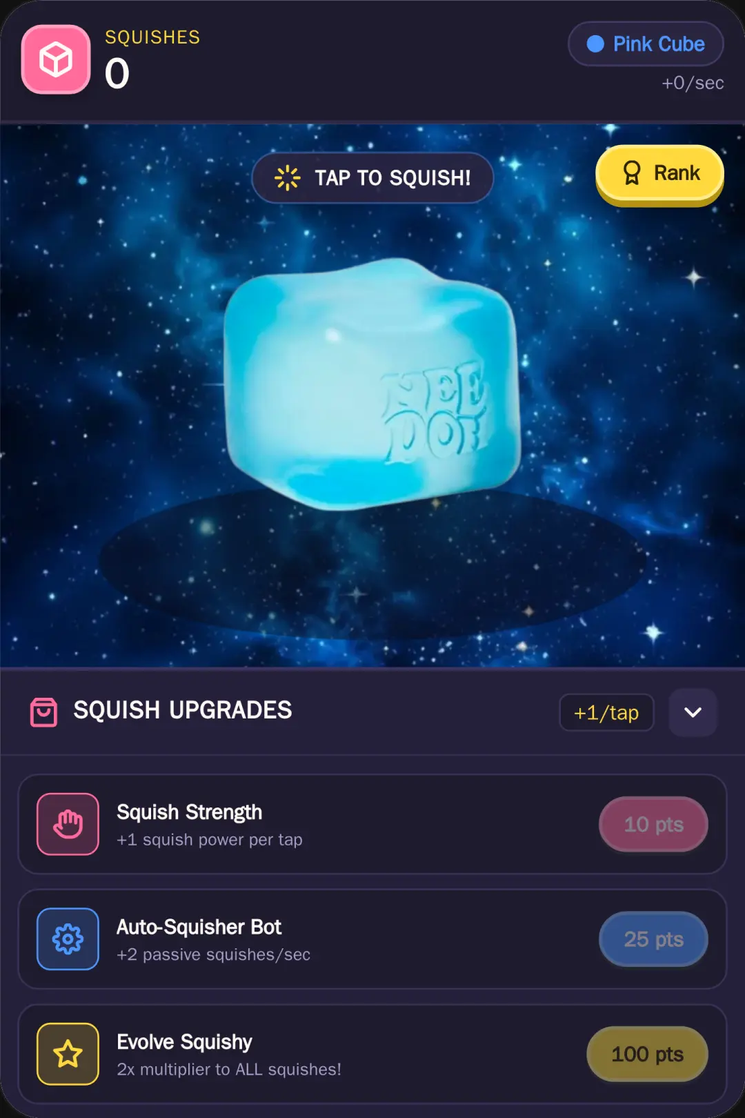 Squish cube and upgrade cover