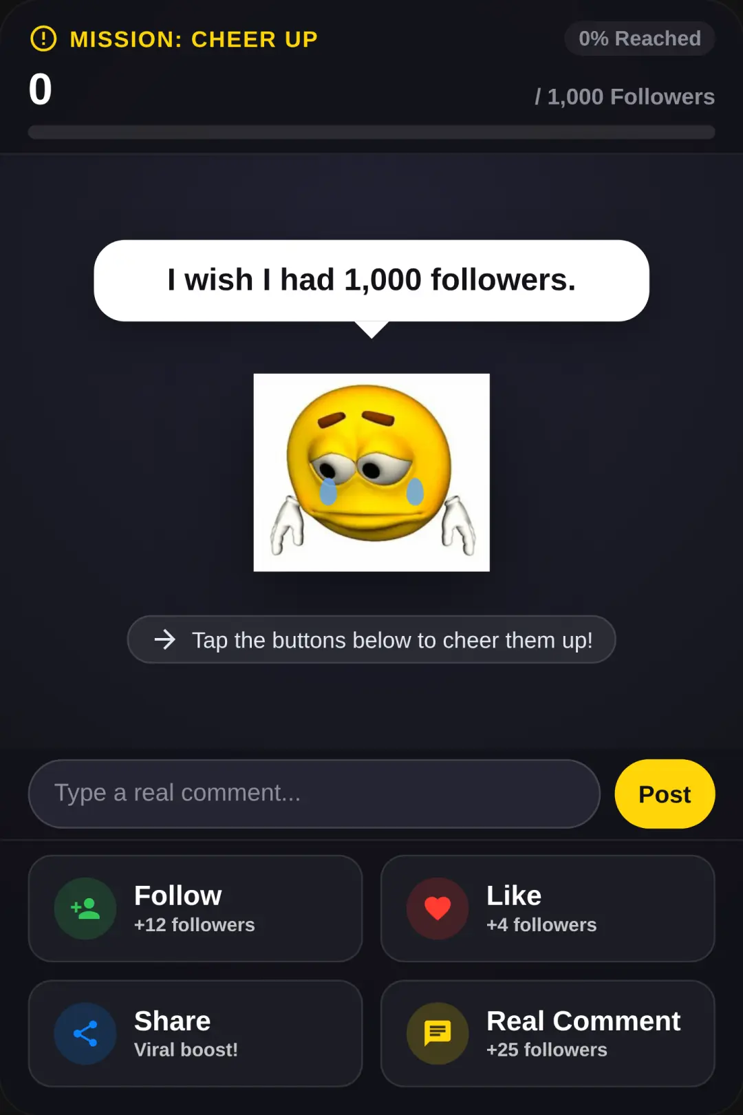 Sad Emoji: 1,000 Followers cover