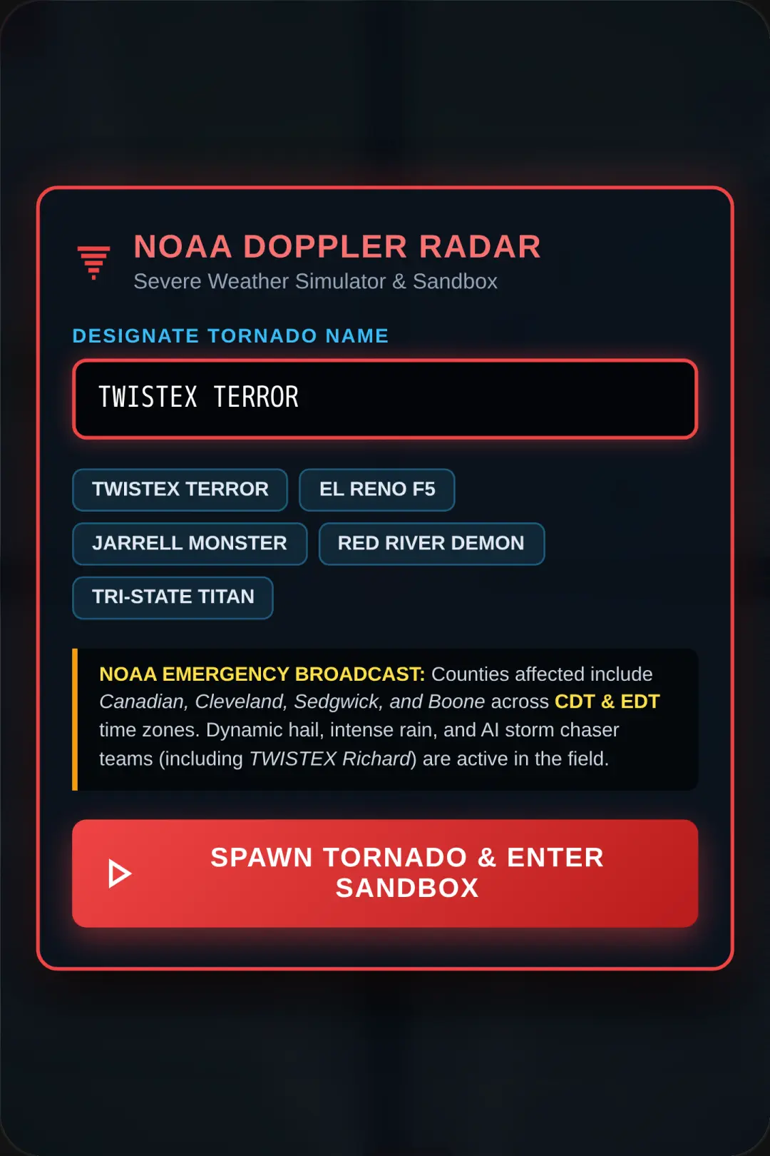 Tornado Tracker Doppler Sandbox cover