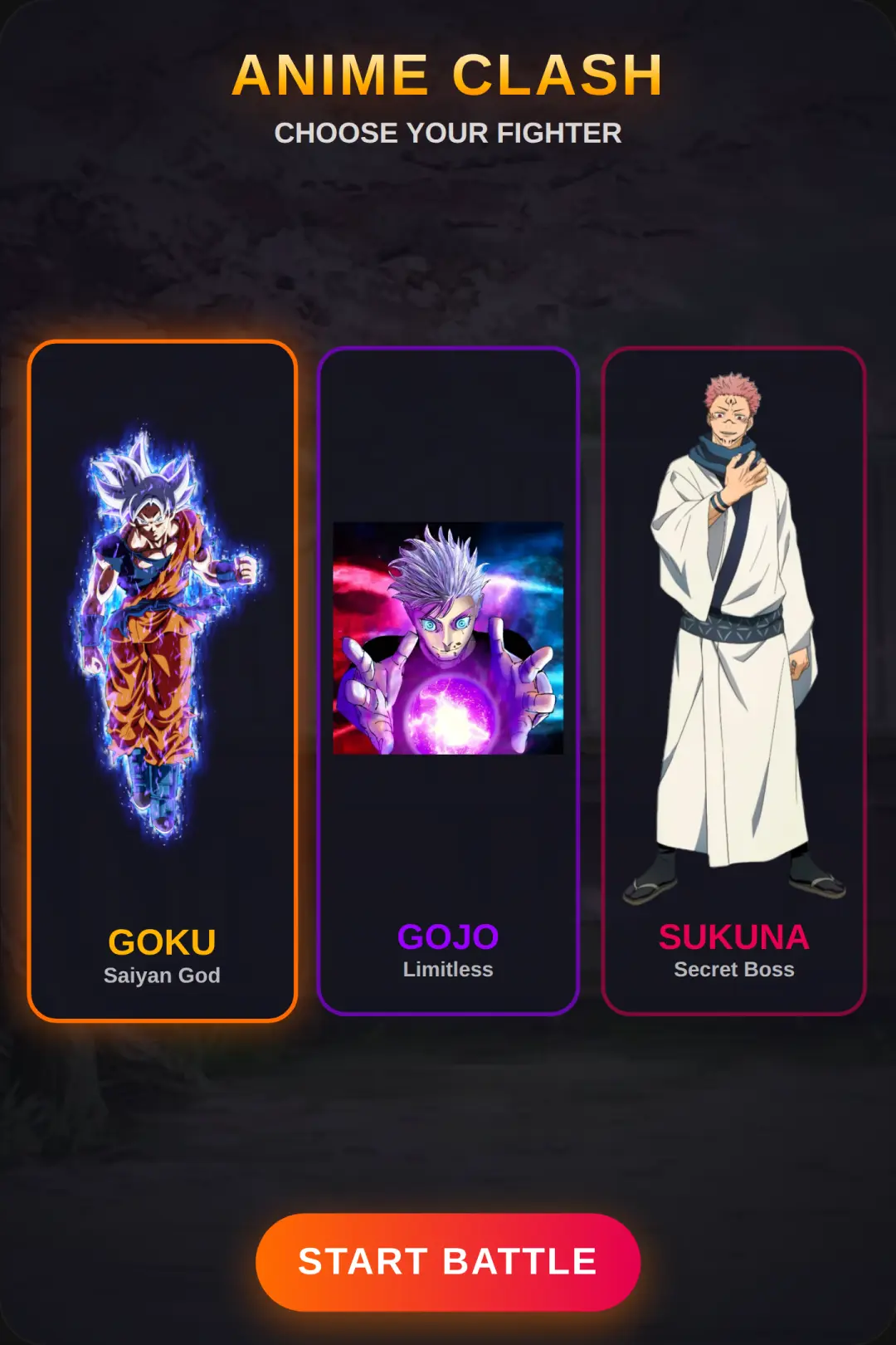 Anime Clash: Goku vs Gojo vs Sukuna cover