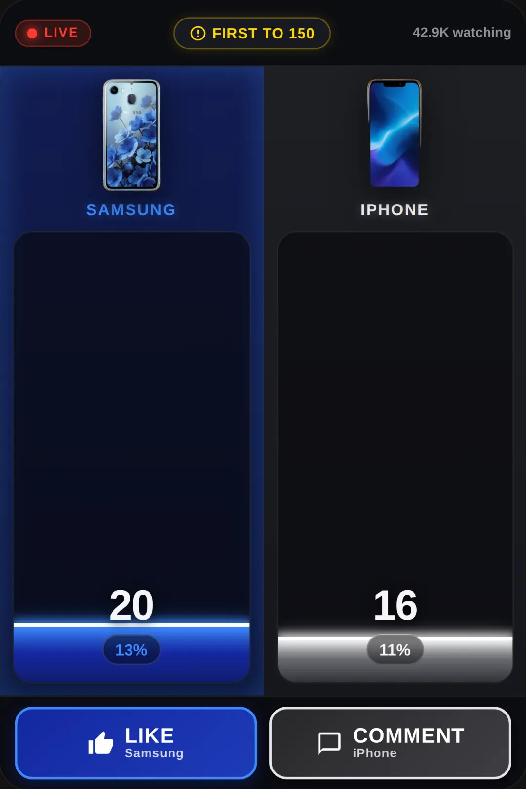 iPhone vs Samsung Live Battle cover