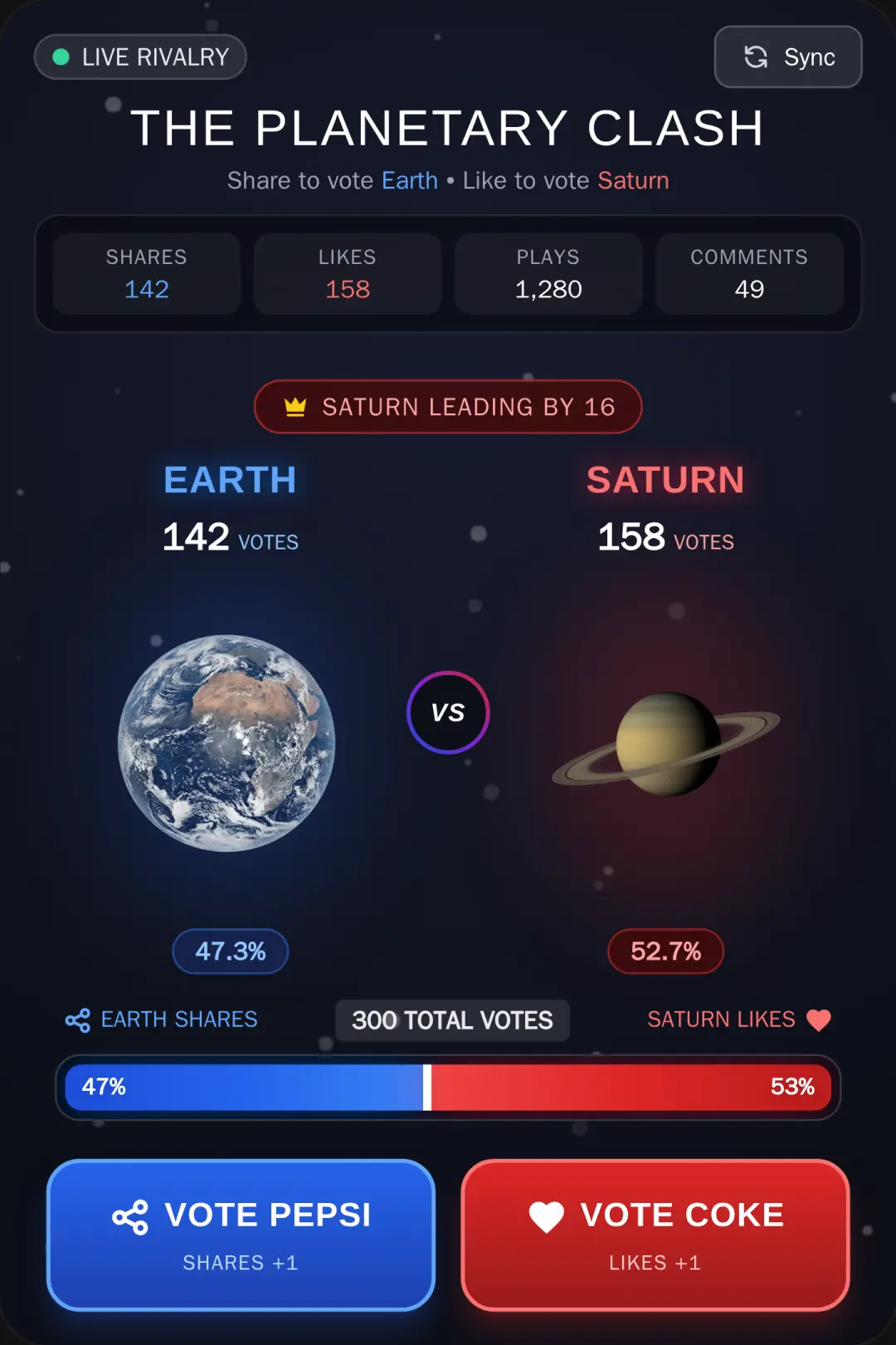 Earth vs Saturn - Planetary Rivalry Vote cover