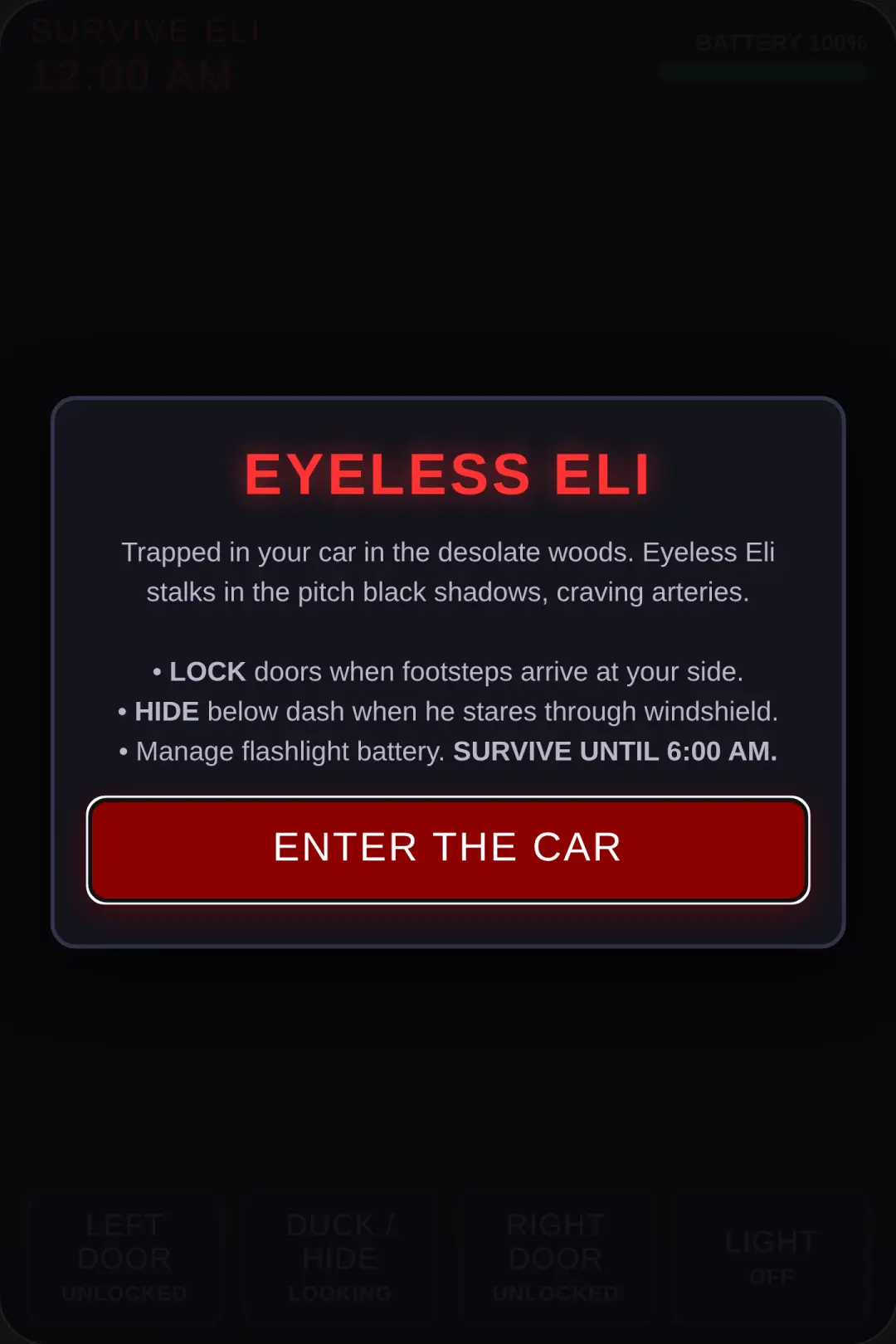 Survival in the Car: Eyeless Eli cover