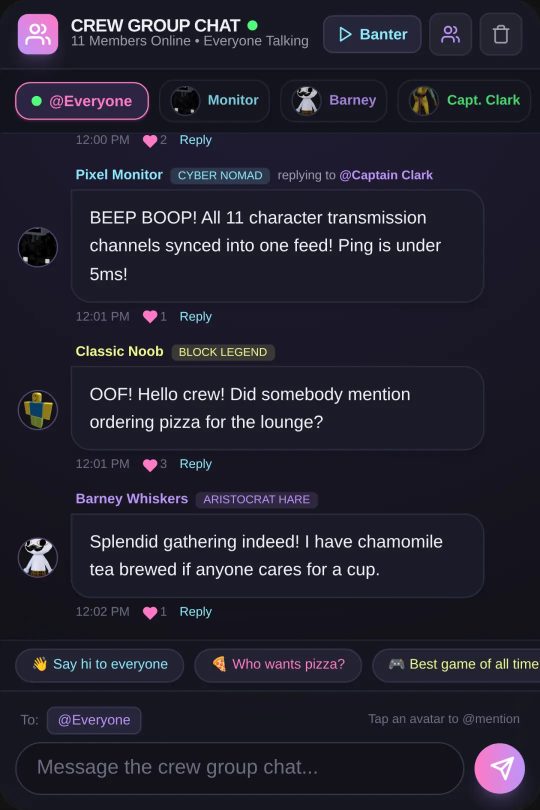 Crew Group Chat - All Characters Hangout cover
