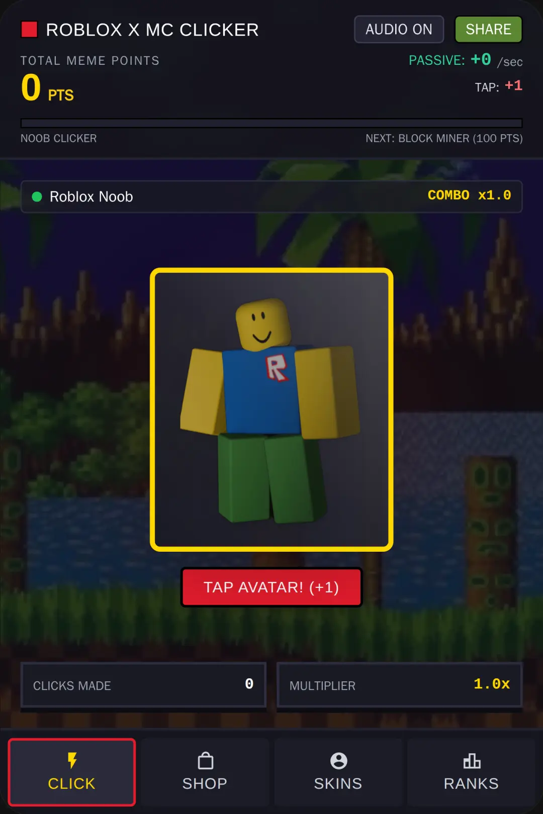 Roblox x Minecraft Meme Clicker cover