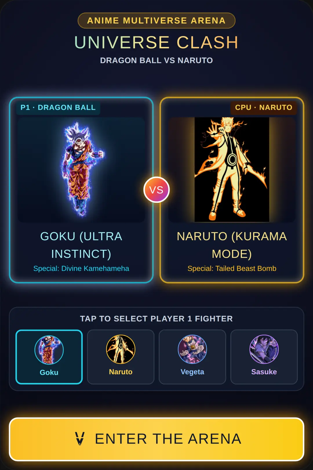 CLASH OF UNIVERSES: GOKU VS NARUTO cover