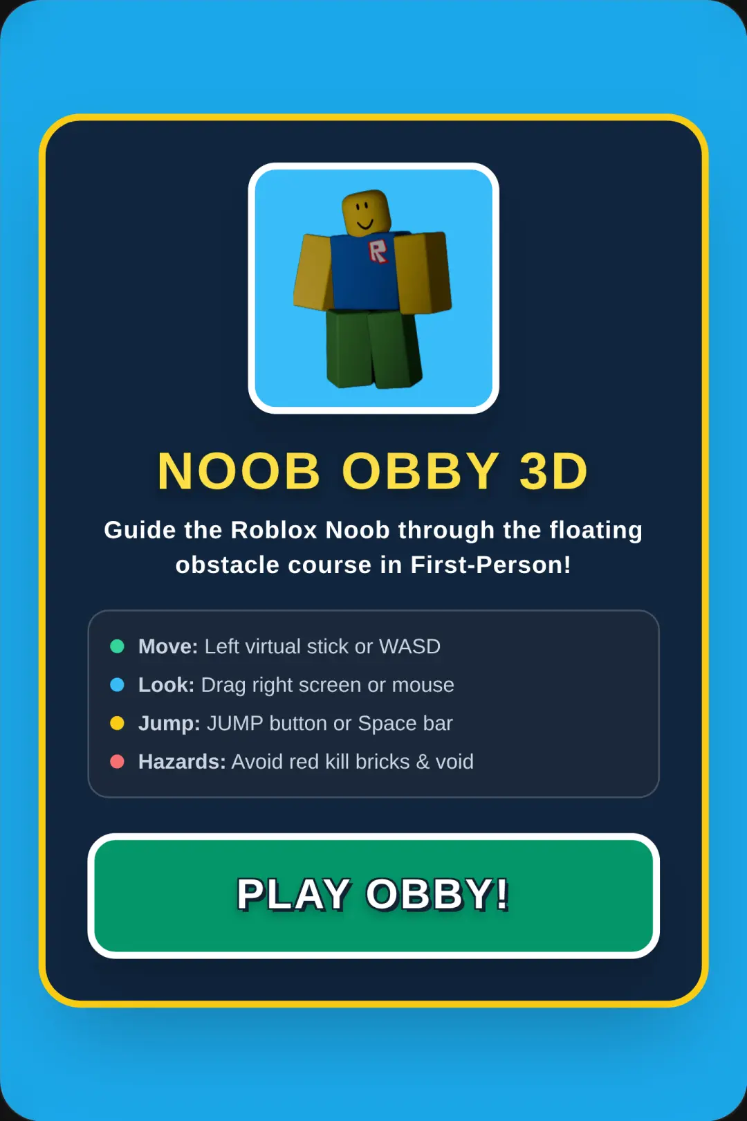 Roblox Noob Obby: First Person 3D cover