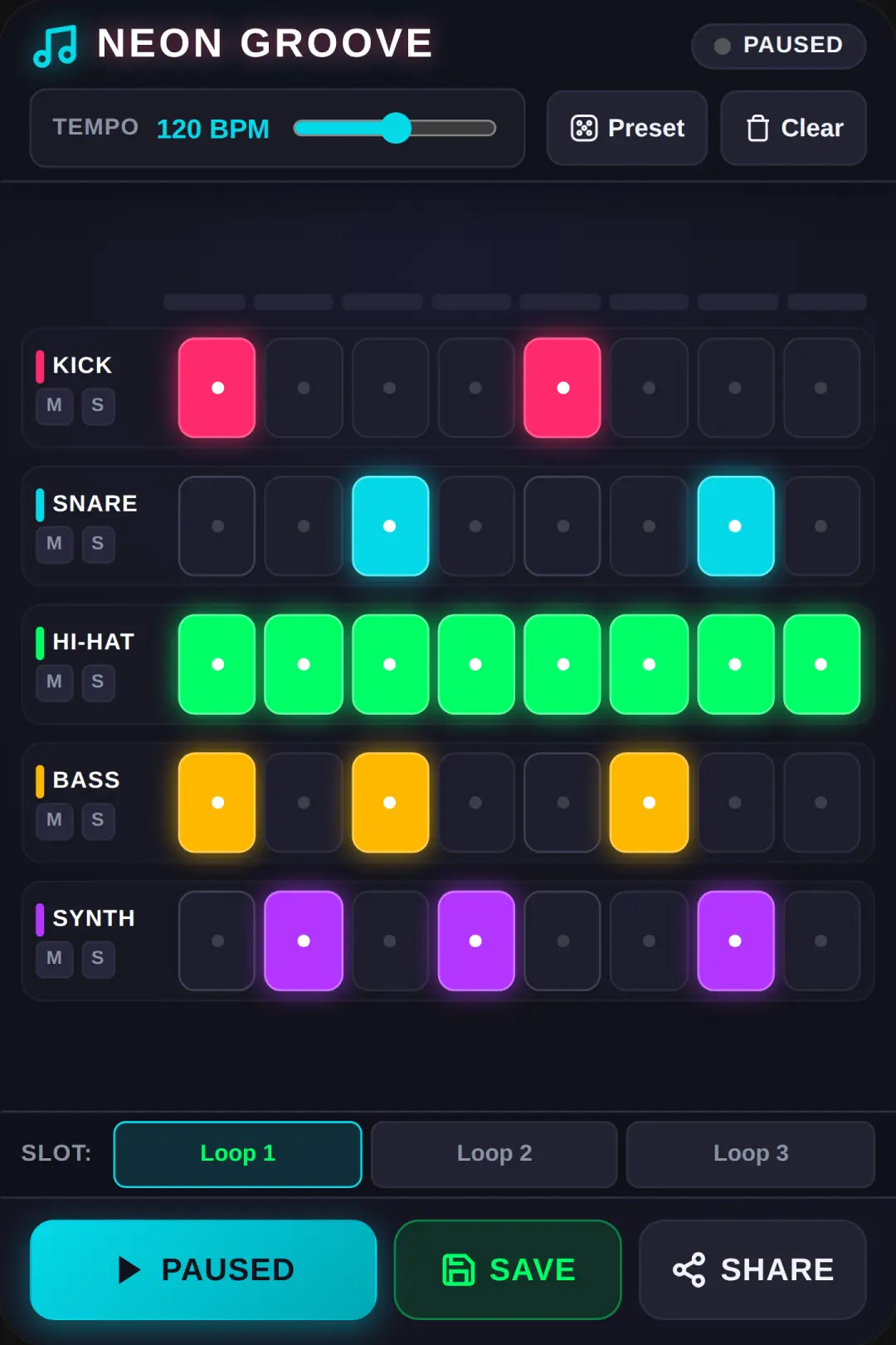Neon Groove - Grid Sequencer Music Maker cover