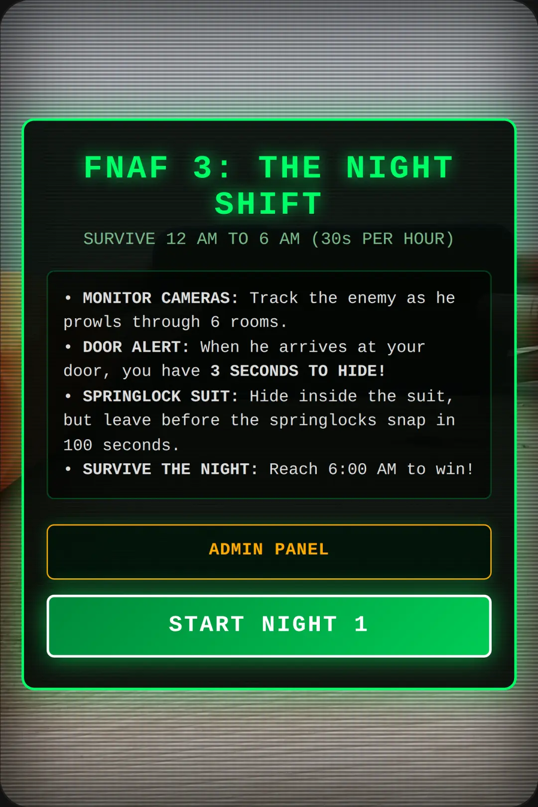 FNAF 3: The Night Shift cover