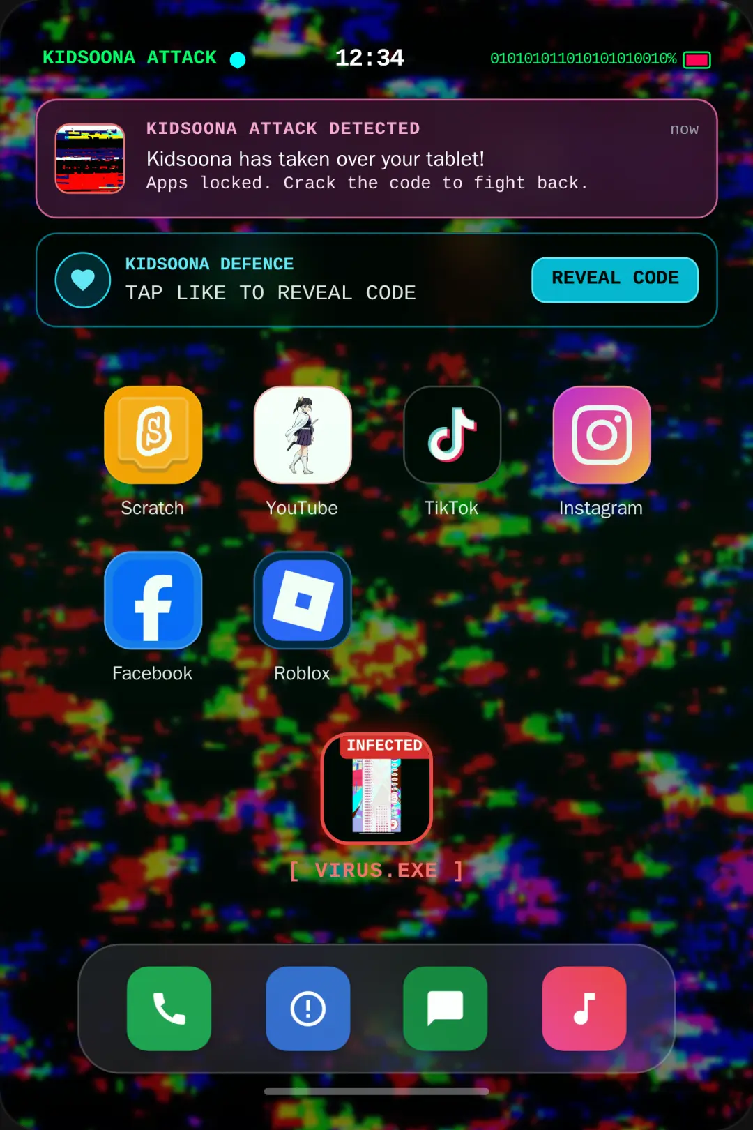 iOS Glitch Sim - Kidsoona error code tablet cover