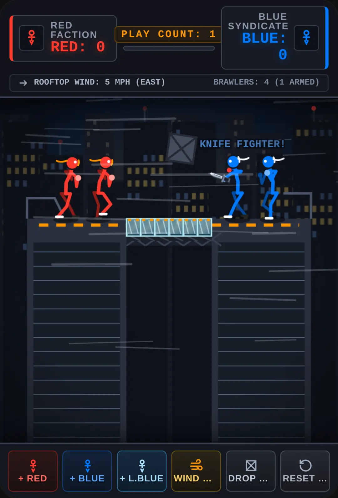 Skyscraper Rooftop Stickman Ragdoll Fight Red vs. Blue Sandbox cover