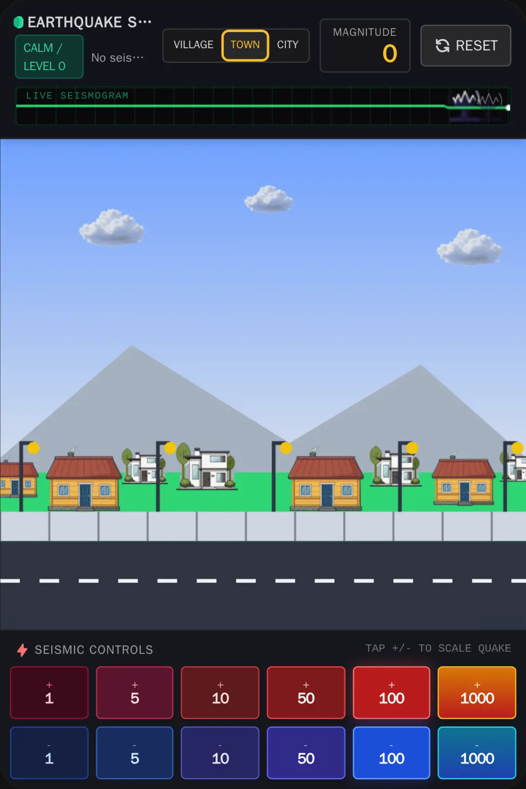 2D Earthquake Town Simulator