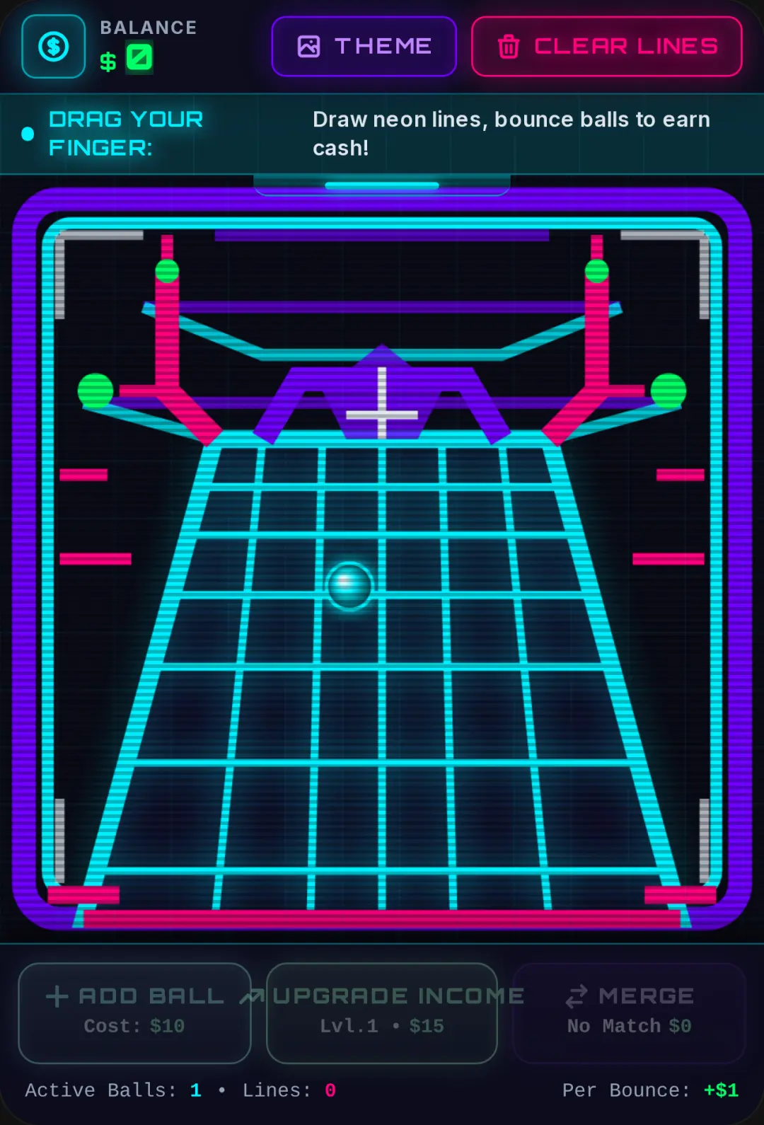 Neon Line Bounce & Merge Balls — Published cover