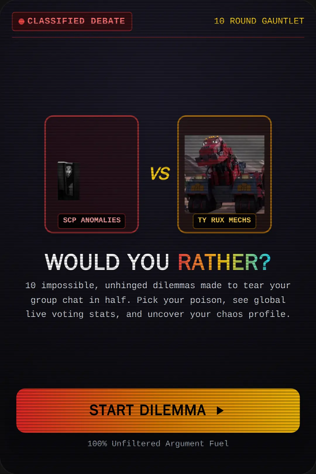 Impossible Dilemmas: SCP vs Ty Rux cover
