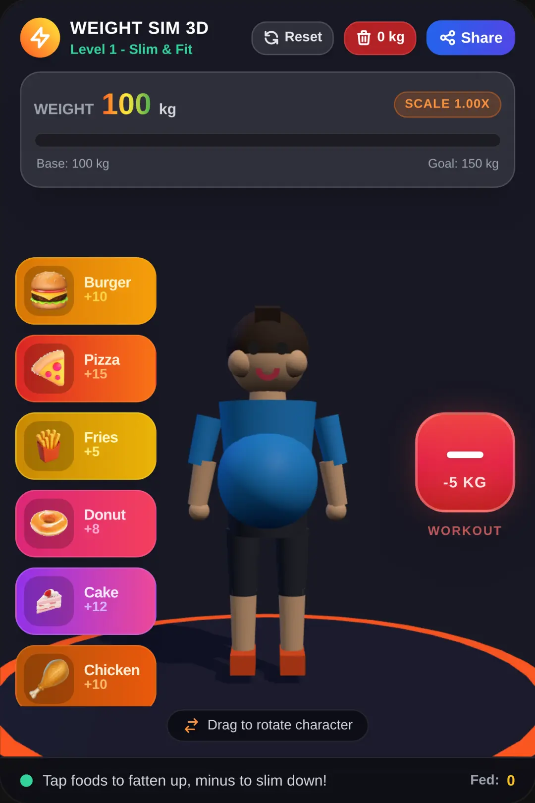 3D Character Weight Simulator