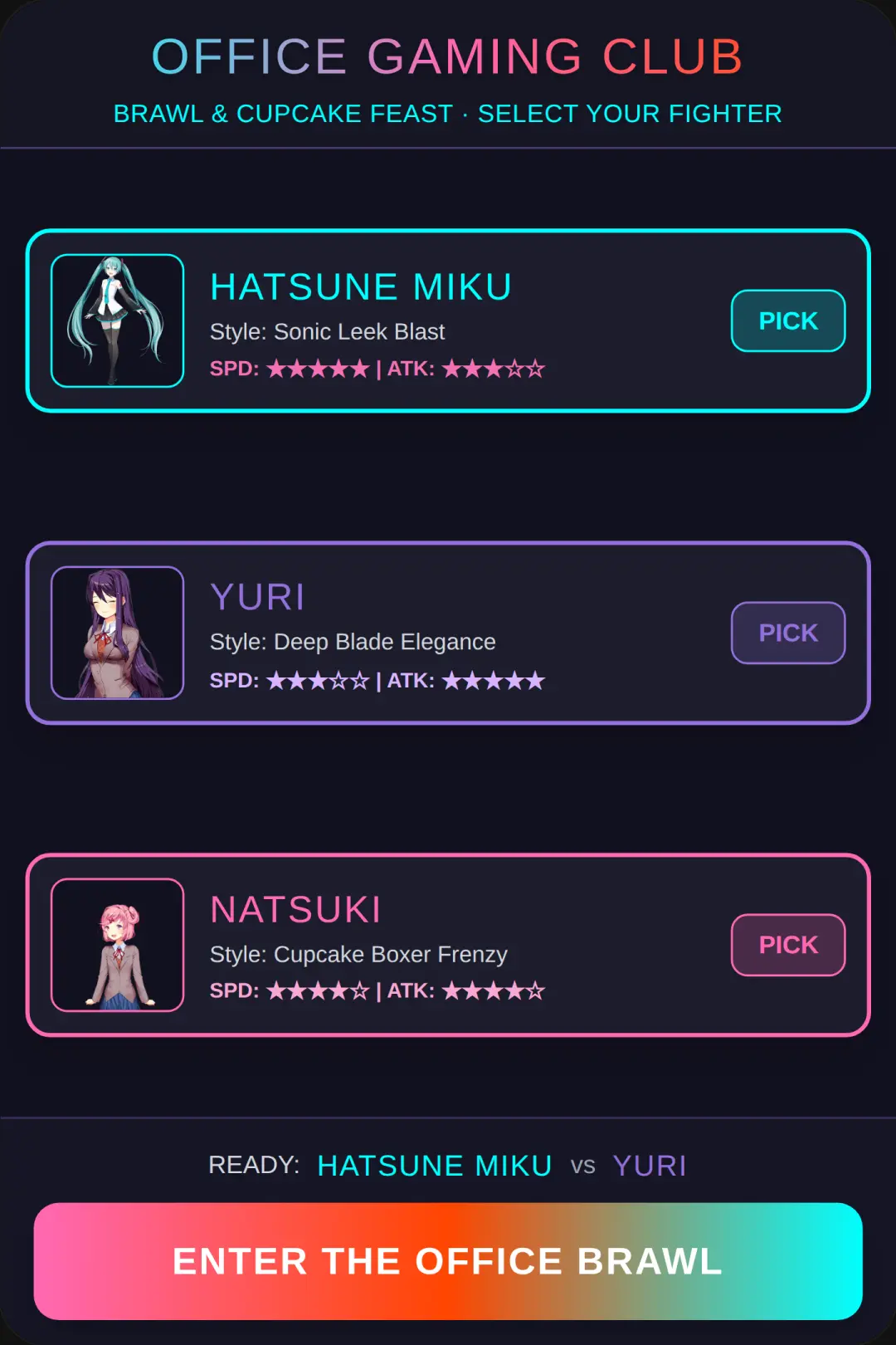 Office Gaming Club: Miku vs Yuri(sorry it's mistake) cover
