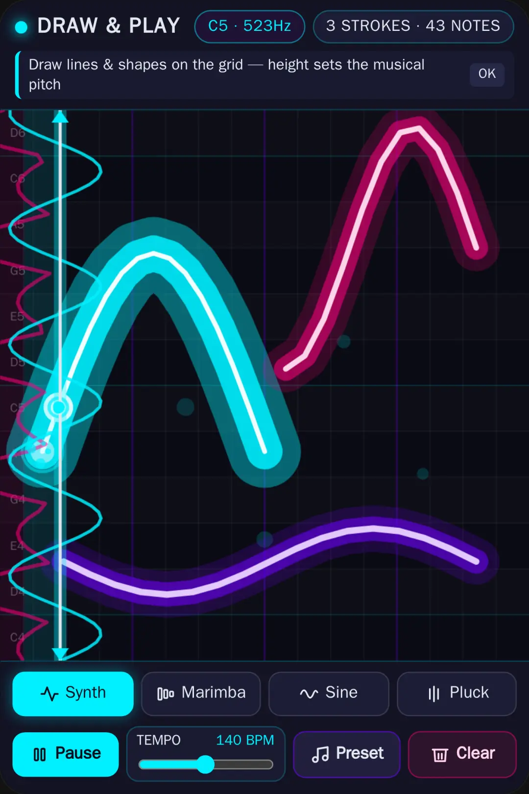Draw & Play — Neon Synth Canvas cover