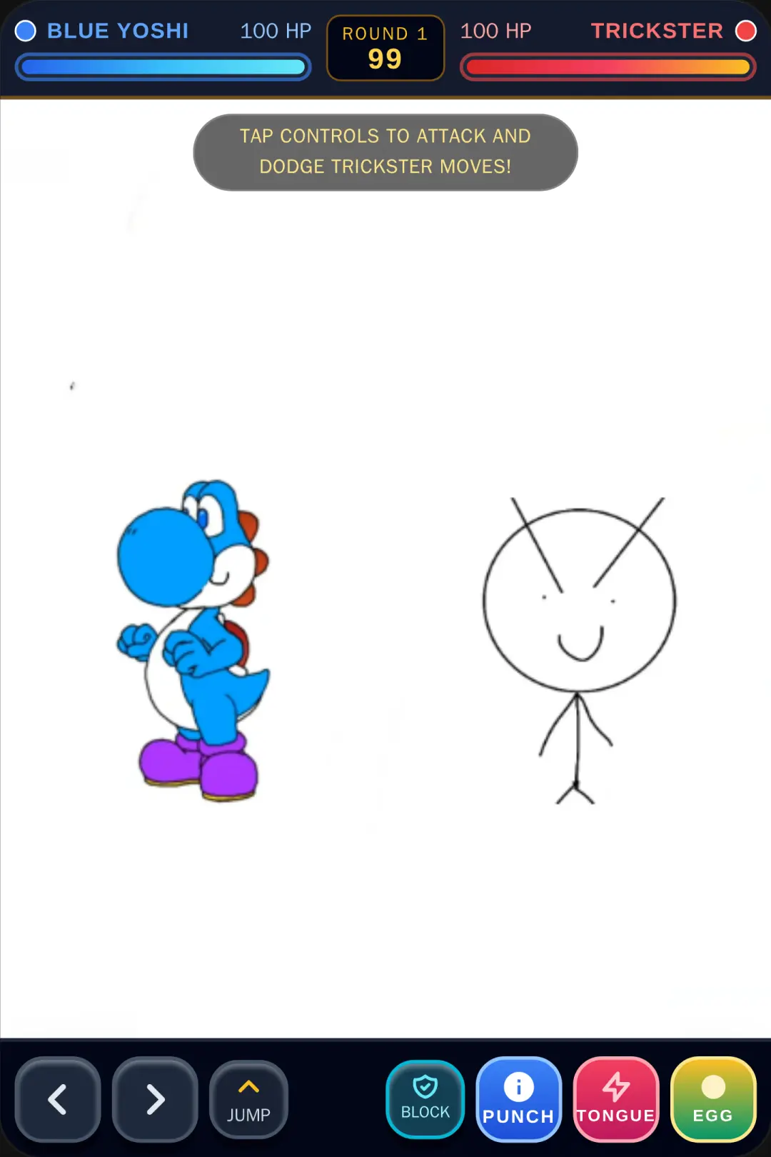 Blue Yoshi vs Trickster fighting battle cover